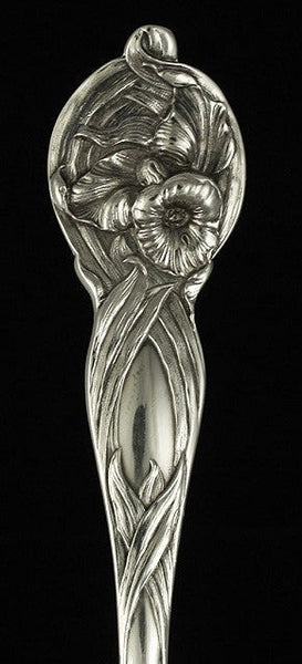 Art Nouveau Sterling Silver Watson Orchid Flower Salad Fork Spoon Serving Set