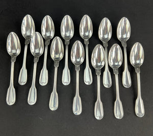 Excellent Set 13 Antique Austrian Silver Fiddle Thread Demitasse Coffee Spoons