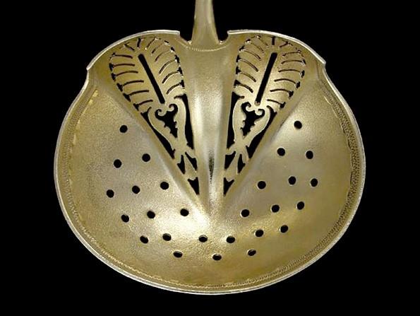c1870 Antique Sterling Silver Whiting Matte Finish Straining Pierced Ladle