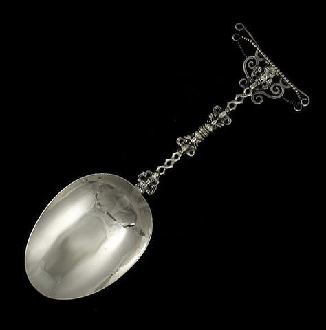 Antique Rare 1886 Dutch Silver Large Serving Spoon 9 5/8"