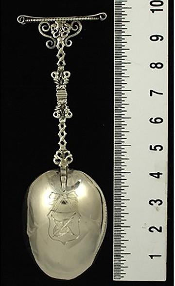 Antique Rare 1886 Dutch Silver Large Serving Spoon 9 5/8"