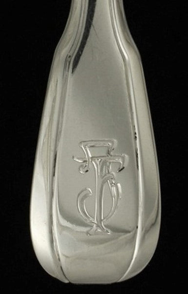 12 Heavy French Sterling Silver Scroll Lapparra Spoons 5 1/4"