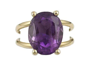 Striking 14K Yellow Gold Vibrant 7CT Purple Amethyst Ring Size 5.75