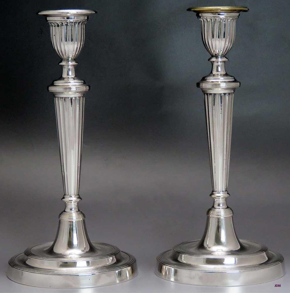 Handsome Pair Antique Silverplate Candlesticks