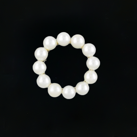 Timeless Classic 18k Yellow Gold ~8mm Pearl Circle Halo Pin Brooch