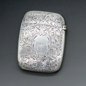 Fine 1904 Antique La Pierre Int'l Sterling Silver Engraved Vesta Case Match Safe