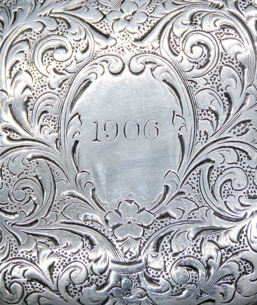 Fine 1904 Antique La Pierre Int'l Sterling Silver Engraved Vesta Case Match Safe