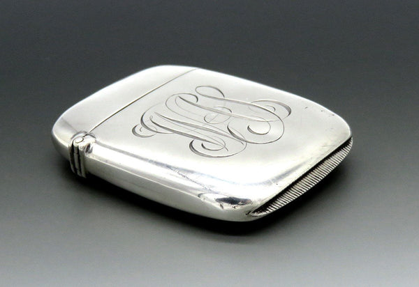 Fine 1904 Antique La Pierre Int'l Sterling Silver Engraved Vesta Case Match Safe