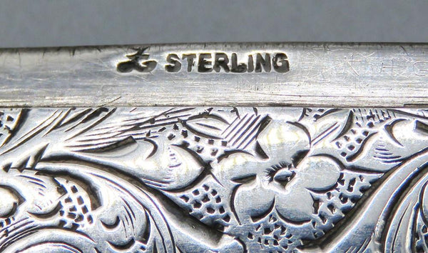 Fine 1904 Antique La Pierre Int'l Sterling Silver Engraved Vesta Case Match Safe