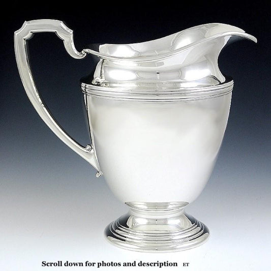 Large Antique Art Deco International Sterling Silver 5 Pint 9.5" Pitcher/Jug
