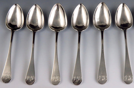 Rare Late 1700's-Early 1800's Joseph Rice Coin Silver Tea/Coffee Spoons (6)