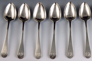 Rare Late 1700's-Early 1800's Joseph Rice Coin Silver Tea/Coffee Spoons (6)