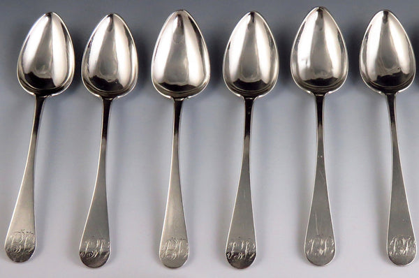 Rare Late 1700's-Early 1800's Joseph Rice Coin Silver Tea/Coffee Spoons (6)