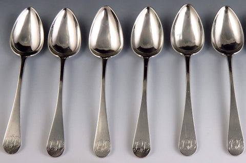 Rare Late 1700's-Early 1800's Joseph Rice Coin Silver Tea/Coffee Spoons (6)