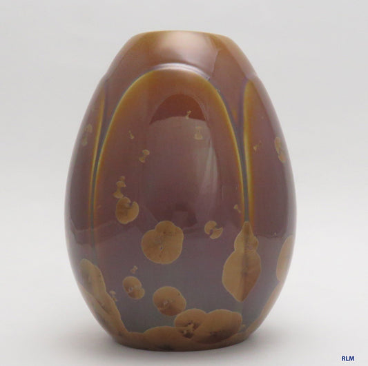 Wonderful Modern Japanese Crystalline Glaze Brown Pottery/Vase