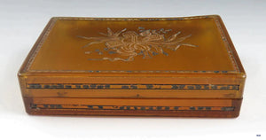 Antique 18th Century Engraved Horn and Brass Cigarette Box