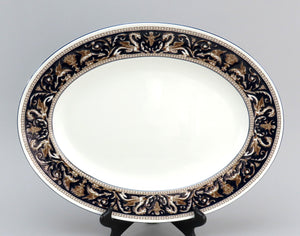 Stunning Wedgwood Florentine Dark Blue Navy Trim W1956 LG Platter 17 1/2" Long