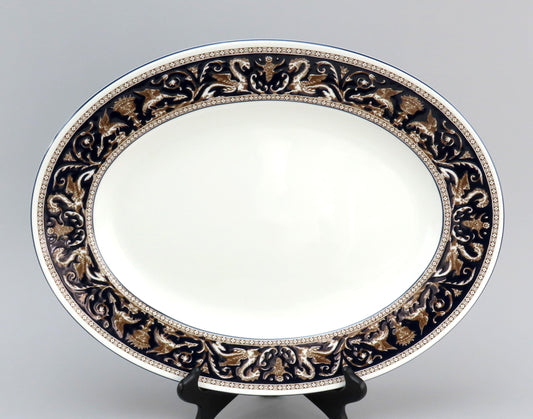 Stunning Wedgwood Florentine Dark Blue Navy Trim W1956 LG Platter 17 1/2" Long