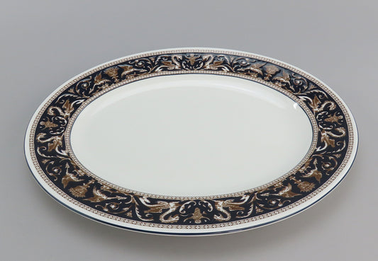 Stunning Wedgwood Florentine Dark Blue Navy Trim W1956 LG Platter 17 1/2" Long
