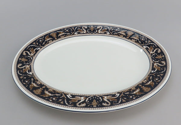 Stunning Wedgwood Florentine Dark Blue Navy Trim W1956 LG Platter 17 1/2" Long