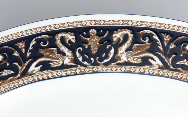 Stunning Wedgwood Florentine Dark Blue Navy Trim W1956 LG Platter 17 1/2" Long
