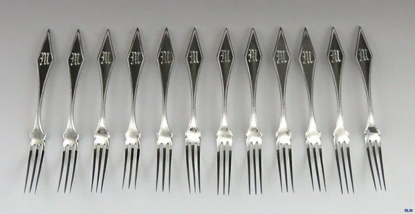 12 Fine Sterling Silver Howard Washington Pattern Strawberry Forks