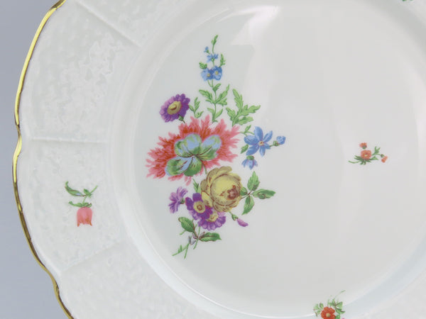 Fab Set 12 French Limoges Raynaud Floral Flowers Gilt Rim 9 5/8" Plates