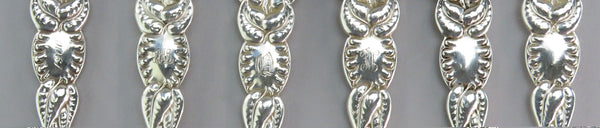 6 Nice Tiffany Atlantis Sterling Silver Teaspoons Leaf Pattern 5 3/4"