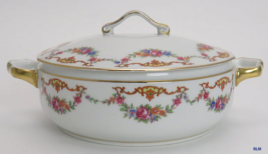 Large Czech Epiag 9561 Floral Covered Entree Serving Dish