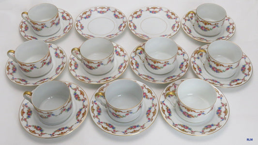 20pc Beautiful Set Czech Epiag Floral 9 Tea Cups 11 Saucers 9561