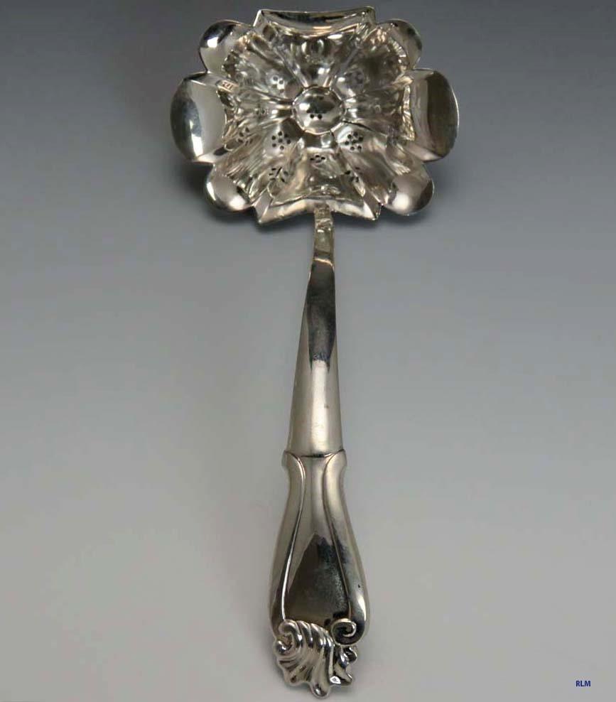 Antique Dutch 833 Silver Classical Pierced Berry Ladle