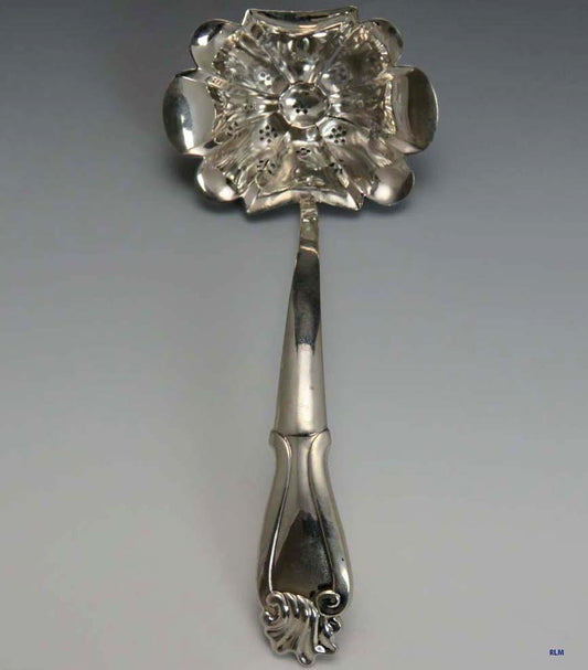 Antique Dutch 833 Silver Classical Pierced Berry Ladle