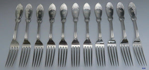 Circa 1858 (11) Polhemus Oriental Sterling Silver Dinner Forks