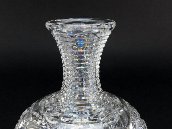 Antique American Brilliant Period Cut Glass Step Cut Neck Carafe Decanter Vase