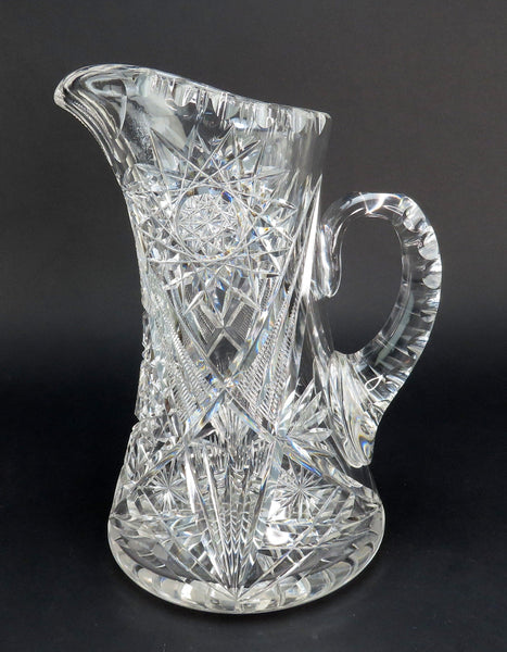 Impressive American Brilliant Period Cut Glass Water Pitcher 56 fl oz Large Size