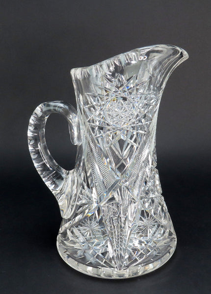 Impressive American Brilliant Period Cut Glass Water Pitcher 56 fl oz Large Size