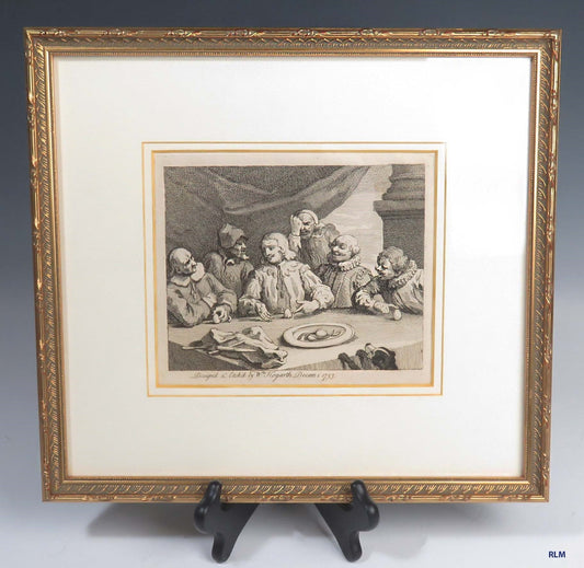 Circa 1753 English William Hogarth Columbus Breaking Egg Print, Period Piece