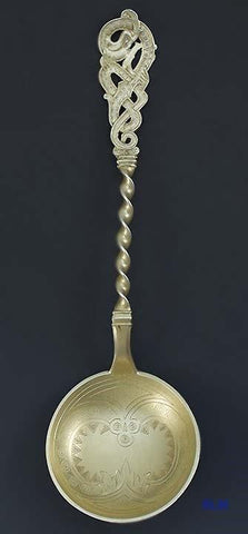 1901 Beautiful 833 Silver Danish Serving Spoon w/ Mythological Dragon Handle
