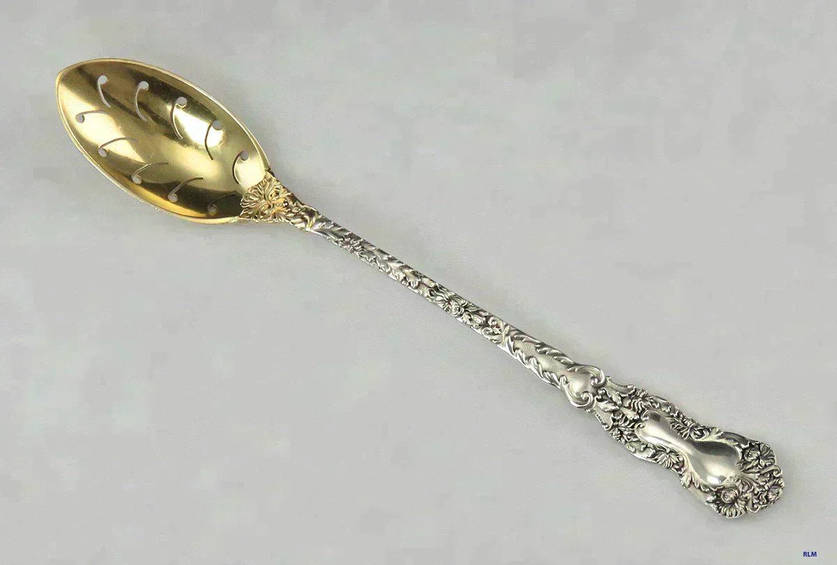 Rare Antique Gorham Imperial Chrysanthemum Sterling Silver Gilt Olive Spoon