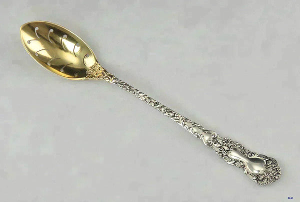 Rare Antique Gorham Imperial Chrysanthemum Sterling Silver Gilt Olive Spoon