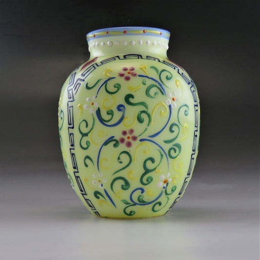 Antique English Victorian Thomas Webb Moroccan Tapestry Pat. Hand Painted Vase