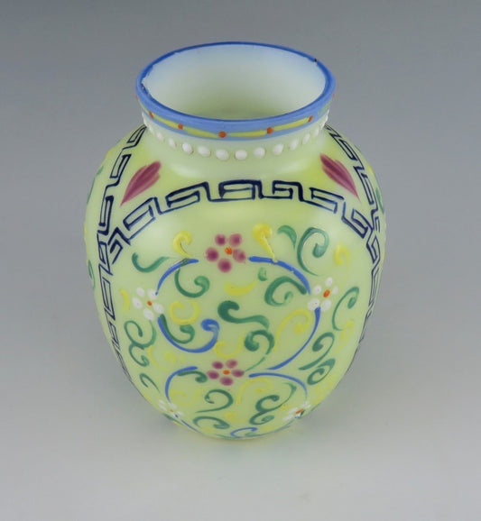 Antique English Victorian Thomas Webb Moroccan Tapestry Pat. Hand Painted Vase