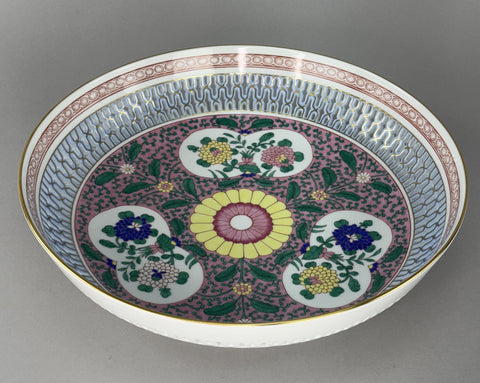 Herend Handpainted Emaille Rose ERS Reticulated 10 7/8" Bowl w Artist Signature
