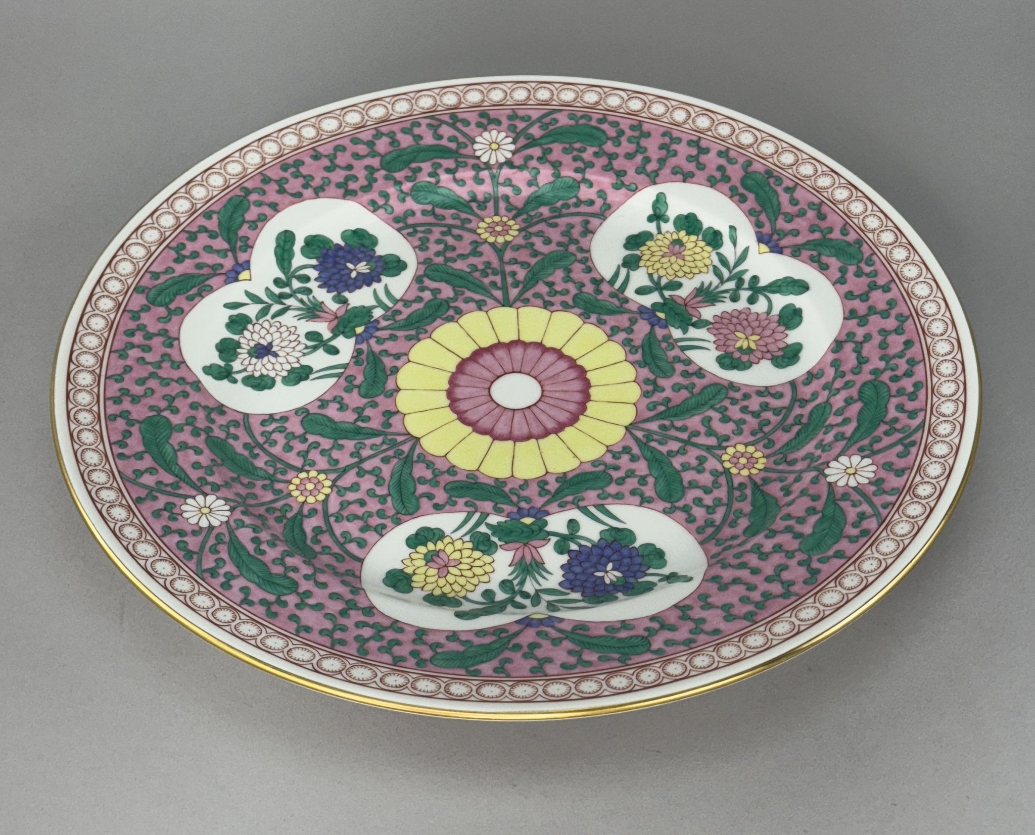 Fine Herend Handpainted Emaille Rose ERS 11" Charger Plate Pink Floral 2527
