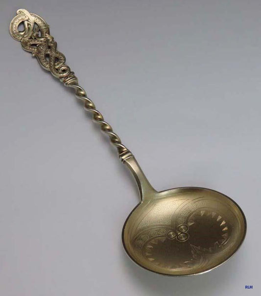 1903 Danish .826 Silver Dragon Handle Serving Spoon