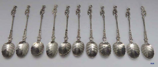 11 Late 1800's-Early 1900's Antique German/Dutch 800 Silver Hanau Spoons