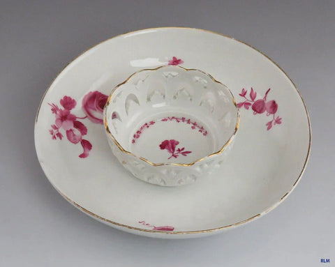 Antique c1800 KPM German Porcelain Trembleuse Saucer