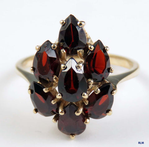 1960's-1980's Modern 14k Yellow Gold Red Garnet Ring Size 6