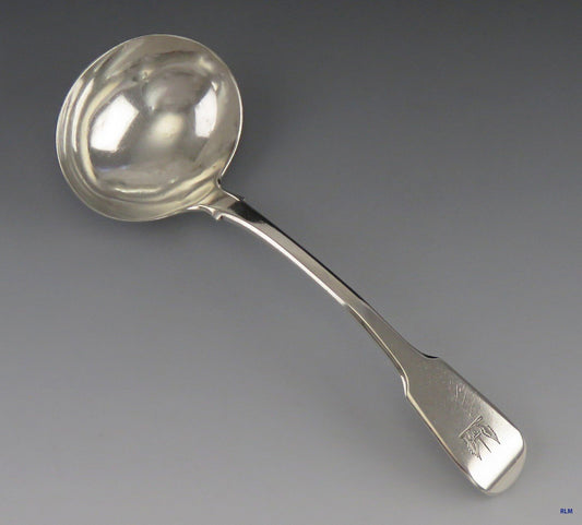 Antique 1822 English Sterling Silver Fiddle Sword & Wings Sauce/Gravy Ladle