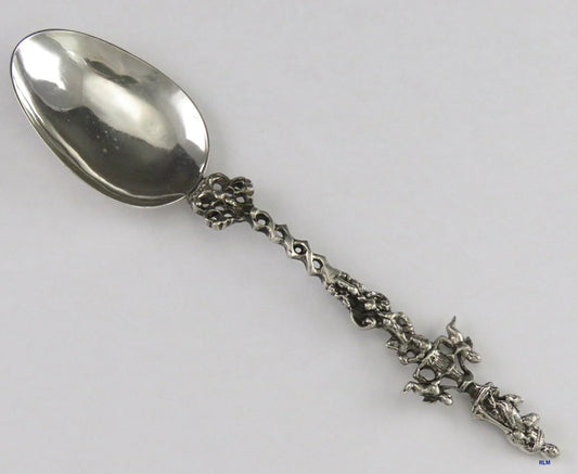 c1900 Handsome Antique German 800 Silver Spoon w Figural Handle